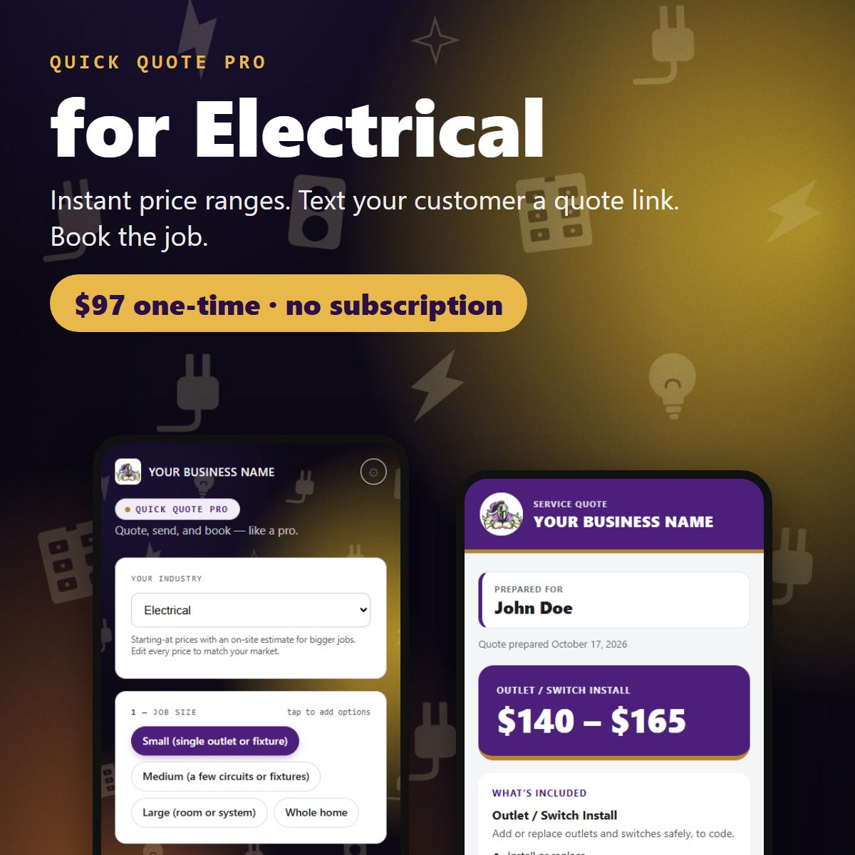 Quick Quote Pro for Electrical — $97 one-time, no subscription