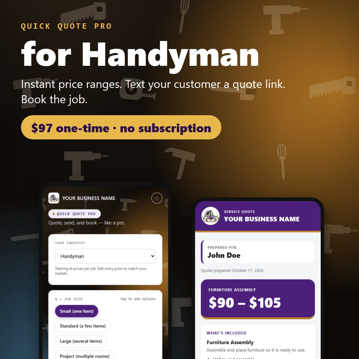 Quick Quote Pro for Handyman — $97 one-time, no subscription