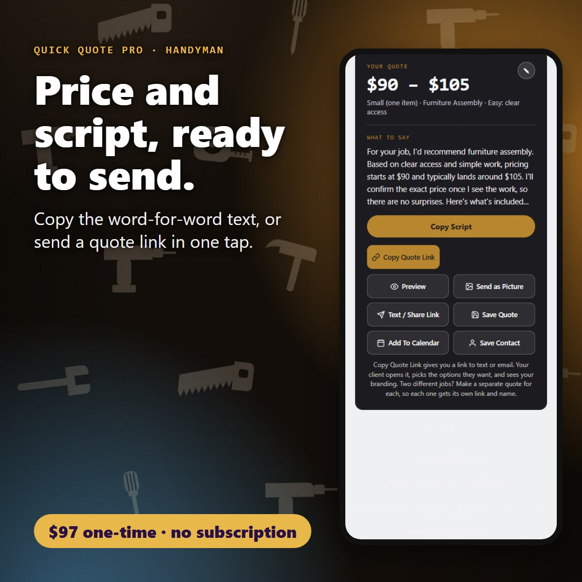 Handyman quote price and word-for-word script ready to send