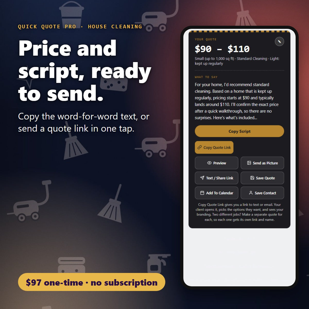 House Cleaning quote price and word-for-word script ready to send