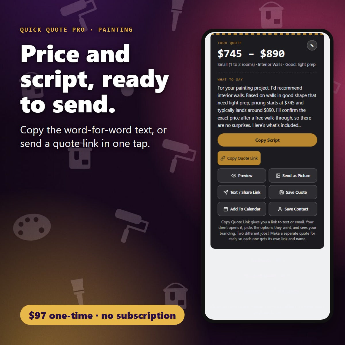 Painting quote price and word-for-word script ready to send